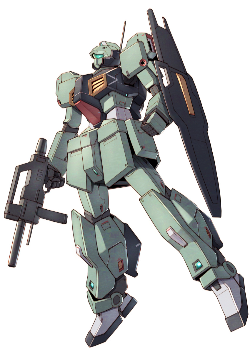 absurdres arm_shield arms_at_sides assault_visor beam_gun clenched_hand commentary energy_gun floating full_body gun gundam highres holding holding_gun holding_weapon mecha mobile_suit nemo_(mobile_suit) no_humans radio_antenna robot science_fiction simple_background solo takahashi_masaki weapon white_background zeta_gundam