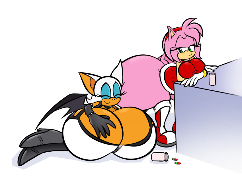 amy_rose big_breasts big_butt breast_expansion breasts butt butt_expansion clothing drugs duo expansion female fur growth hand_on_breast happy head_on_butt huge_breasts huge_butt hyper hyper_breasts hyper_butt loverk90 lying on_side pill_bottle pills pink_body pink_fur red_clothing rouge_the_bat sega simple_background smile sonic_the_hedgehog_(series) white_background white_body white_clothing white_fur