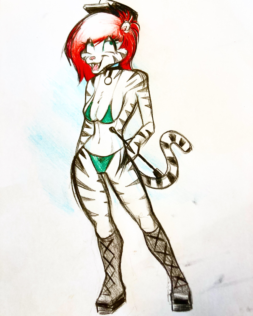 absurd_res animal_humanoid anthro bikini boots check_tag_type clothing dominant dominant_female dominatrix felid felid_humanoid feline female footwear hi_res humanoid mammal mammal_humanoid onoteefs pantherine pantherine_humanoid solo stripes swimwear tiger tiger_humanoid