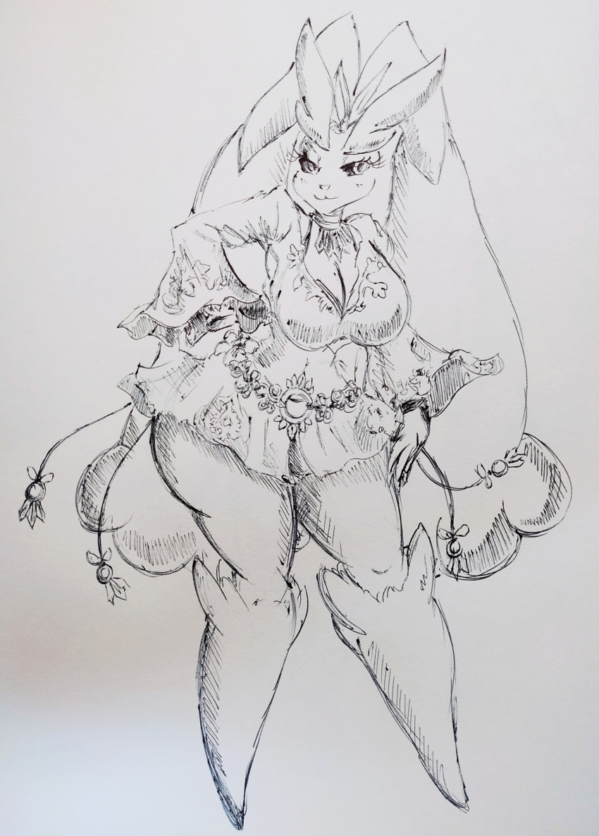 2023 absurd_res anthro bandai_namco big_breasts big_ears black_and_white blush breasts cleavage clothed clothing cosplay crossover crossover_cosplay curvy_figure dress eyelashes female fingers floppy_ears generation_4_pokemon hi_res hourglass_figure josie_rizal long_ears looking_at_viewer lopunny monochrome nintendo pikapika212 pokemon pokemon_(species) sketch small_waist smile solo tekken thick_thighs voluptuous wide_hips