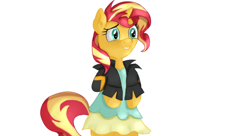 biped clothed clothing dress equestria_girls equid equine female hasbro hi_res horn horse jbond mammal my_little_pony pony simple_background smile solo sunset_shimmer_(eg) unicorn white_background