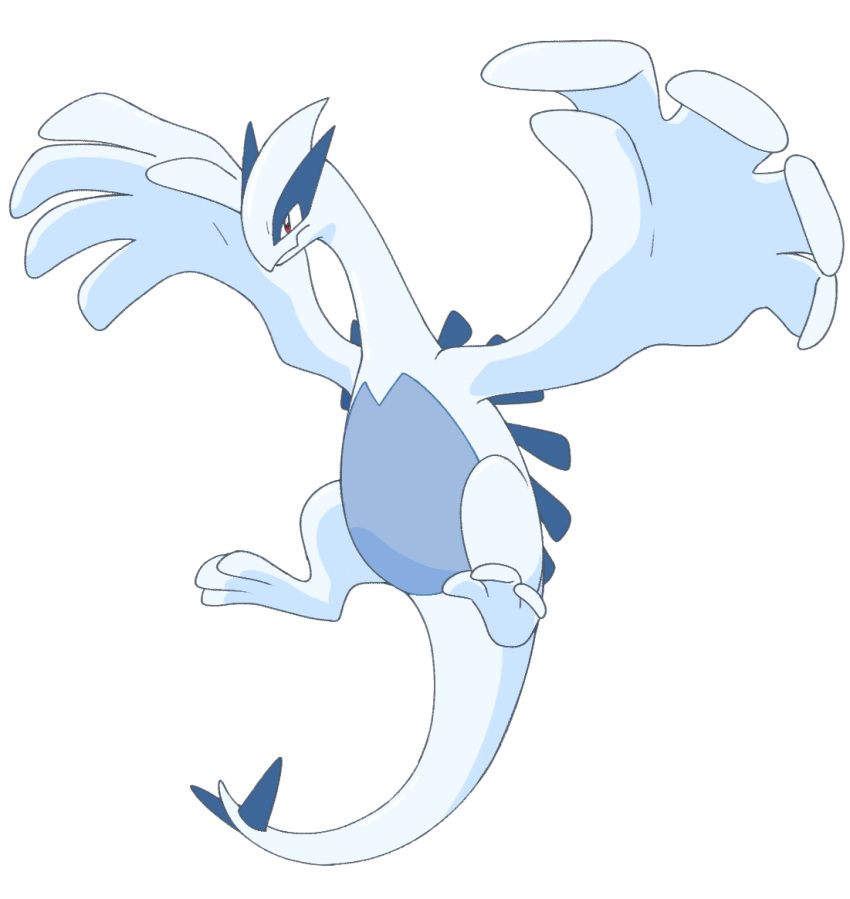 animal_focus full_body lugia no_humans pokemon pokemon_(creature) red_eyes simple_background solo tail vergolophus white_background wings