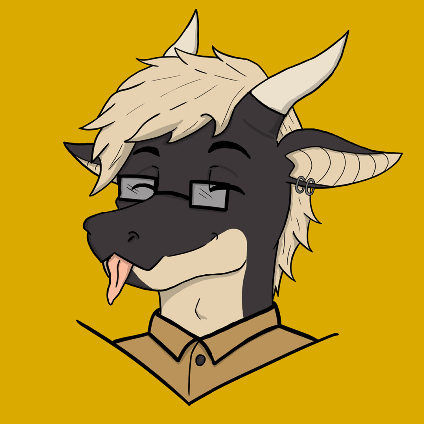 anthro black_body clothing dragon ear_piercing eyewear fur furred_dragon glasses male piercing r.g._(riory) reptile riory_glukovsky scalie shirt solo tongue tongue_out topwear