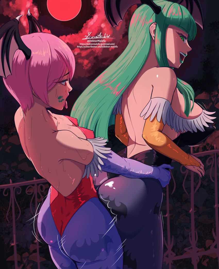 absurd_res big_breasts breast_size_difference breasts butt capcom crossgender darkstalkers doktormalefic female female_penetrated from_behind_position ftg_crossgender fti_crossgender green_hair gynomorph gynomorph/female gynomorph_penetrating gynomorph_penetrating_female hair head_wings hi_res humanoid humanoid_on_humanoid humanoid_penetrated humanoid_penetrating humanoid_penetrating_humanoid intersex intersex/female intersex_penetrating intersex_penetrating_female lilith_aensland morrigan_aensland nipple_outline not_furry penetration pink_hair sex tongue tongue_out wings