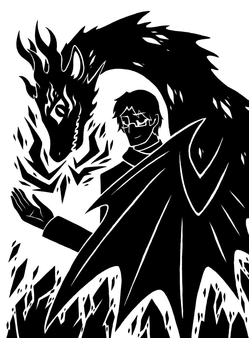 2014 5_fingers ambiguous_gender animal_ears black_and_white digital_drawing_(artwork) digital_media_(artwork) dr._iceberg dragon eyebrow_through_hair eyebrows eyewear feral feral_ambiguous fingers fur furred_dragon glasses hair hi_res horn human ice looking_at_another looking_at_viewer male mammal membrane_(anatomy) membranous_wings monochrome pupils rectangular_glasses restricted_palette scalie scarf scp_foundation sharp_teeth silhouette simple_background slit_pupils sunnyclockwork teeth translucent translucent_hair western_dragon white_background winged_dragon wings