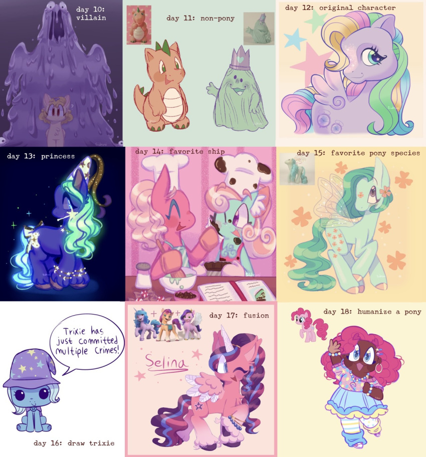 alternate_species anthro book bottomwear bowl bushwoolies chef_hat chibi clothing container crown cutie_mark dialogue dragon duo ear_piercing ear_ring earth_pony equid equine feathered_wings feathers female feral flutter_pony_(mlp) friendly_(mlp) friendship_is_magic funko_pop! fusion hair hasbro hat headgear headwear hi_res hoop_ear_ring hooves horn horse human humanized insect_wings leg_warmers legwear lepidopteran_wings mammal minty_(mlp) mlp_g1 mlp_g3 mlp_g5 my_little_pony one_eye_closed open_mouth open_smile peach_blossom_(mlp) pegasus piercing pink_hair pinkie_pie_(g3) pinkie_pie_(mlp) pony ring_piercing shirt sidruni sitting skirt smile solo speech_bubble spike_(g1) the_smooze topwear trixie_(mlp) unicorn_horn winged_unicorn wings wink witch_hat