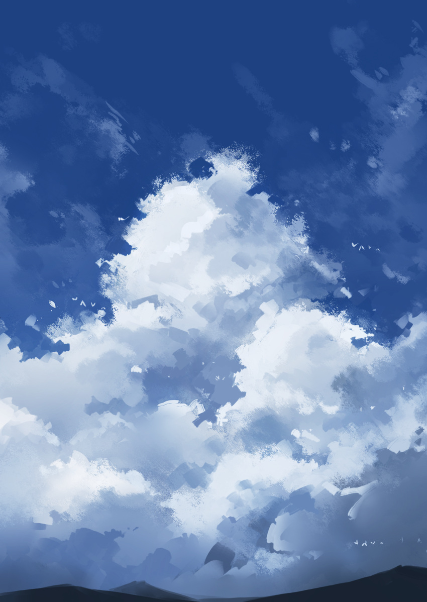 axleaki bird blue_sky cloud cloudy_sky commentary day highres horizon mountain mountainous_horizon no_humans original outdoors scenery sky sky_focus