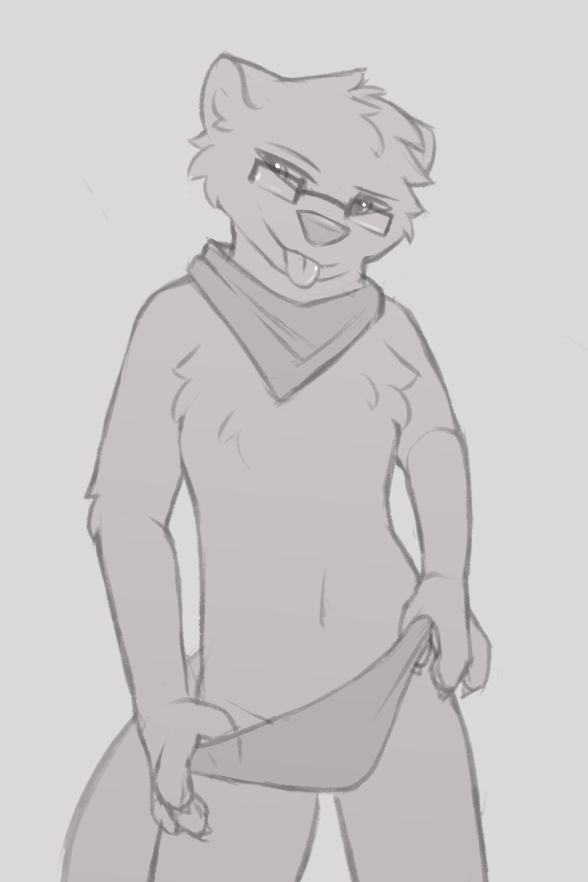 adrian_(snowstormbat) anthro bandanna briefs clothing eyewear glasses hi_res kerchief male mammal mustelid otter sketch snowstormbat solo standing tongue tongue_out underwear undressing