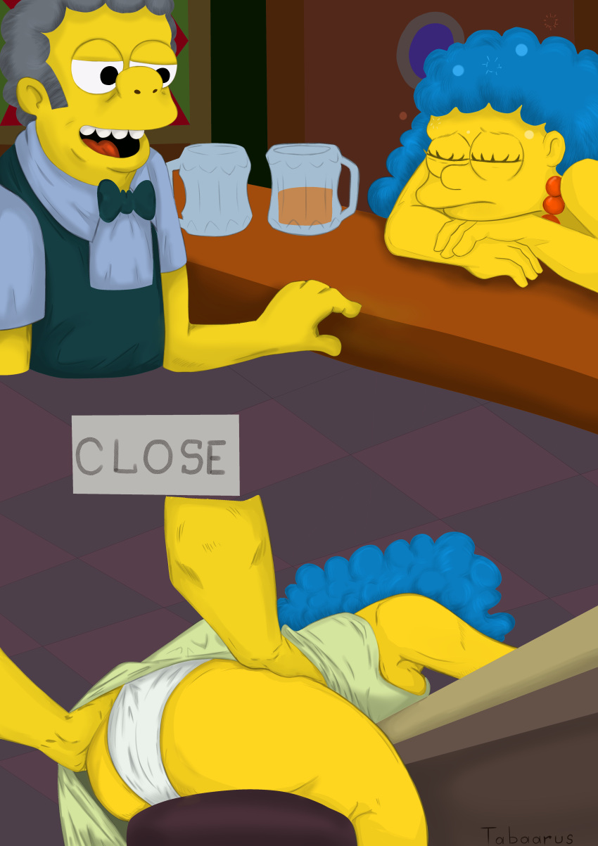 absurd_res drunk female hi_res human humanoid male male/female mammal marge_simpson mature_female moe_szyslak substance_intoxication tabaarus the_simpsons