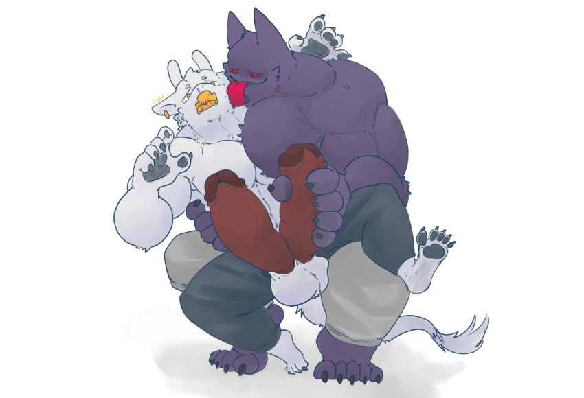 anthro balls big_dom_small_sub big_muscles big_penis c3b4 dominant dragon duo ear_piercing ear_ring eastern_dragon face_lick forced fur generation_1_pokemon gengar genitals handjob hi_res holding_penis huge_muscles huge_penis licking male male/male multi_genitalia multi_penis muscular muscular_anthro muscular_male nai_(c3b4) nintendo penile penis penis_milking piercing pokemon pokemon_(species) purple_body purple_eyes red_eyes ring_piercing sex simple_background size_difference tongue tongue_out white_body white_fur yellow_eyes zheng_(c3b4)