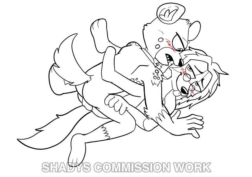 aggretsuko anthro canid canine canis director_himuro domestic_dog duo from_front_position haida_(aggretsuko) hi_res humanoid hyena male male/male mammal mating_press netflix sanrio sex shadydaone