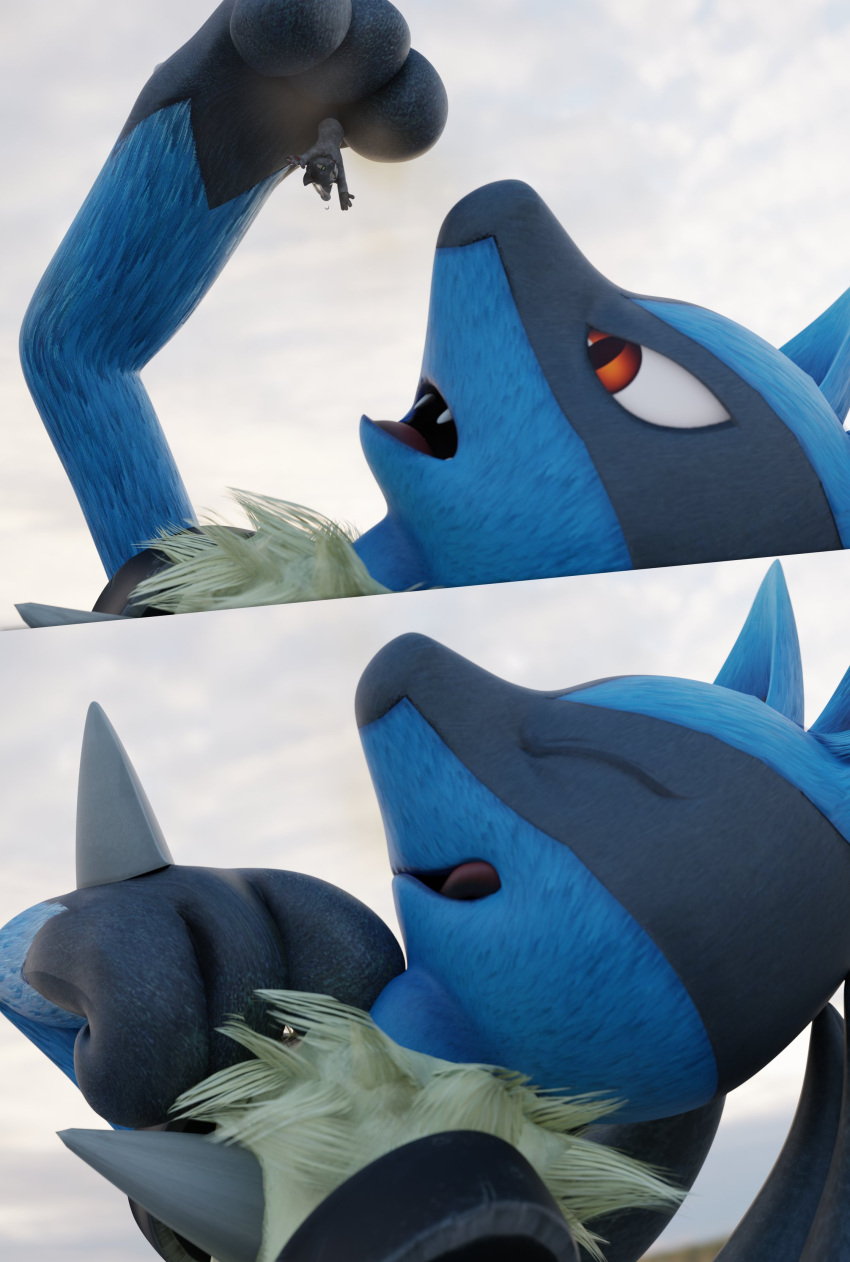 absurd_res anthro cloud cloudscape dominant dominant_anthro dominant_male dominant_pokemon duo dvorakir generation_4_pokemon hi_res larger_male licking licking_lips lucario male male/male nintendo oral_vore outside pokemon pokemon_(species) satisfied size_difference sky smile tongue tongue_out trapped vore