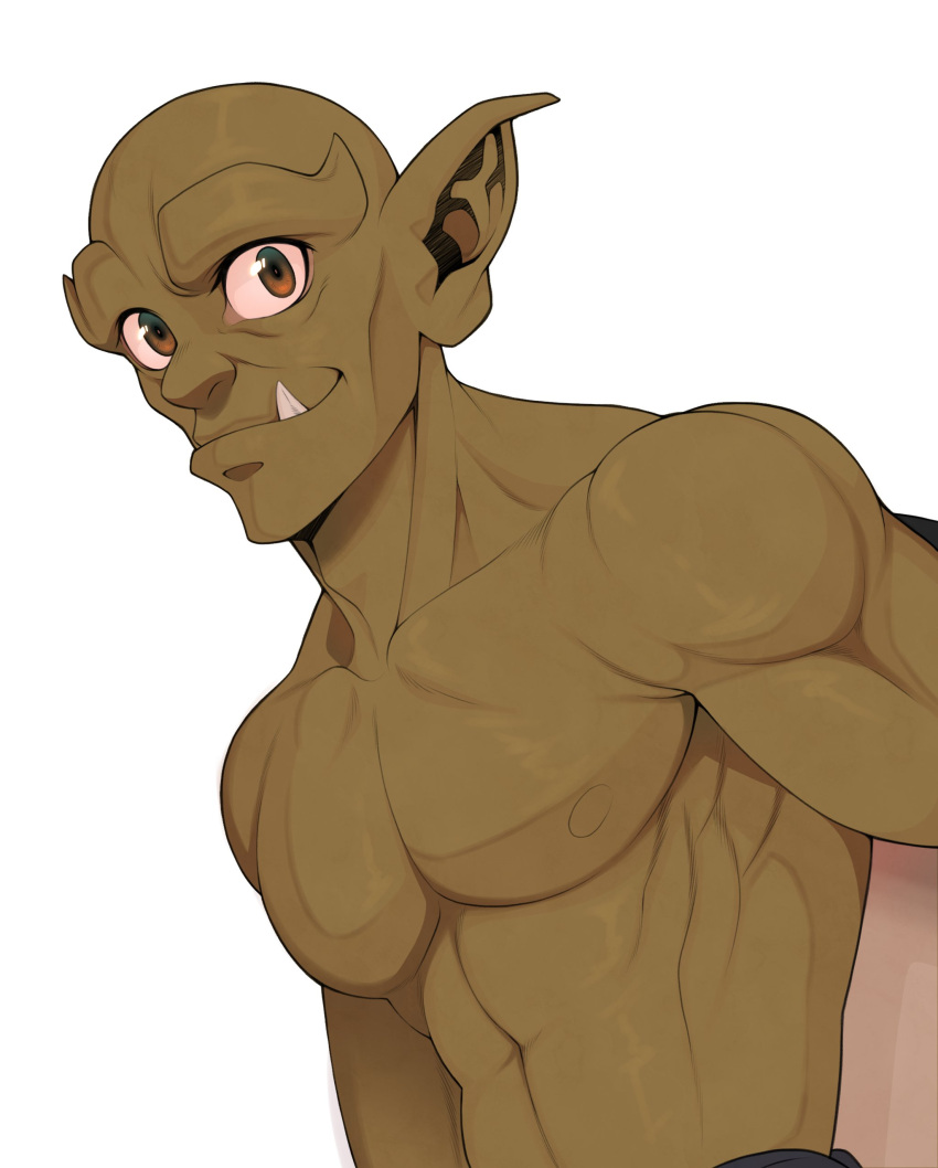 absurd_res brown_eyes disney gargoyle gargoyles hi_res humanoid_pointy_ears lexington_(gargoyles) looking_at_viewer male nipples pecs smile sodiumgoblin solo