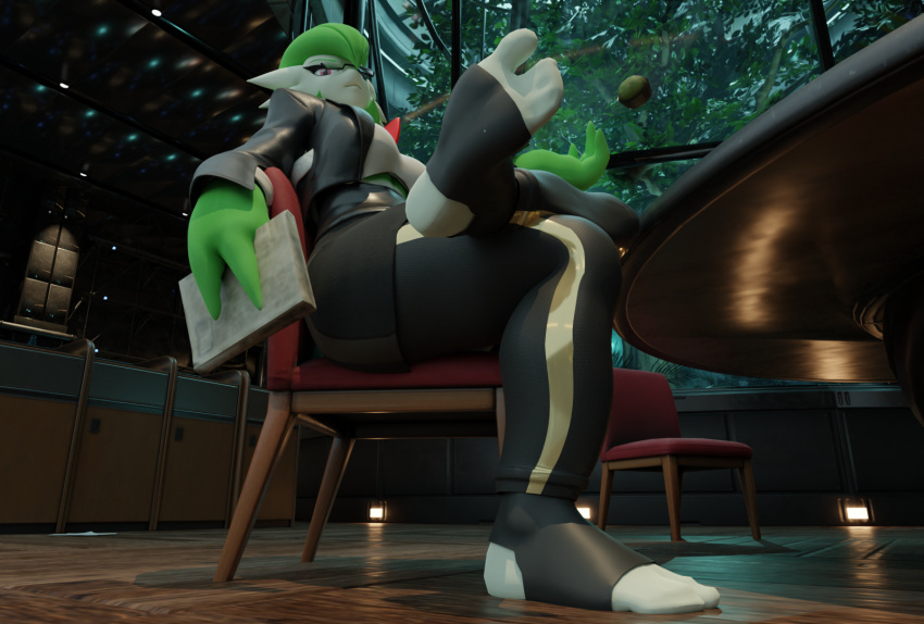 2_toes 3d_(artwork) chair chest_spike clothed clothing digital_media_(artwork) ewhattin feet female foot_focus furniture gardevoir generation_3_pokemon hi_res humanoid humanoid_feet looming_over low-angle_view nintendo plantigrade pokemon pokemon_(species) solo spikes spikes_(anatomy) toes warfare_gardevoir