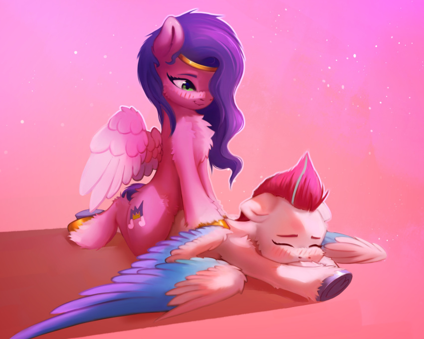 &lt;3 2023 absurd_res blue_body blue_feathers blush blush_lines chest_tuft cutie_mark digital_media_(artwork) duo equid equine eyelashes eyes_closed feathered_wings feathers female feral fur green_eyes hair hasbro hi_res hooves horse itssim mammal mane massage mlp_g5 multicolored_body multicolored_feathers multicolored_wings my_little_pony pegasus pink_body pink_feathers pink_fur pink_hair pink_mane pipp_petals_(mlp) pony purple_body purple_feathers purple_hair purple_mane purple_tail smile tail tuft underhoof white_body white_fur wings zipp_storm_(mlp)