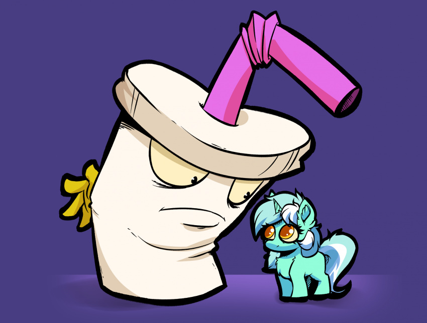 adult_swim amber_eyes animate_inanimate aqua_teen_hunger_force cartoon_network equid equine female friendship_is_magic frown fur green_body green_fur green_hair hair hasbro hi_res horn lyra_heartstrings_(mlp) male mammal master_shake mouthless multicolored_hair my_little_pony stare two_tone_hair unicorn white_hair witchtaunter