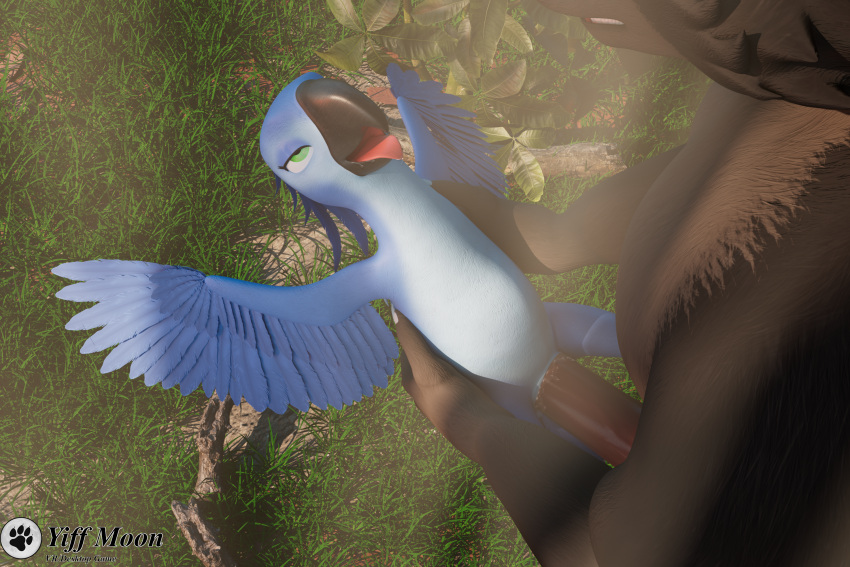 3d_(artwork) anthro anthro_on_feral asd5 avian beak bestiality big_penis bird black_body black_fur blue_body blue_feathers blue_fur blue_macaw blue_sky_studios bodily_fluids canid canine canis claws custos_lunam digital_media_(artwork) duo erection feathered_wings feathers female female_penetrated feral fur genital_fluids genitals gorn_(yiff_moon) green_eyes hair hi_res huge_penis humanoid_genitalia humanoid_penis jewel_(rio) macaw male male/female male_penetrating male_penetrating_female mammal neotropical_parrot nude open_mouth parrot penetration penile penile_penetration penis penis_in_pussy pussy rio_(series) sex size_difference smile spix's_macaw tongue true_parrot vaginal vaginal_penetration wings wolf yiff_moon