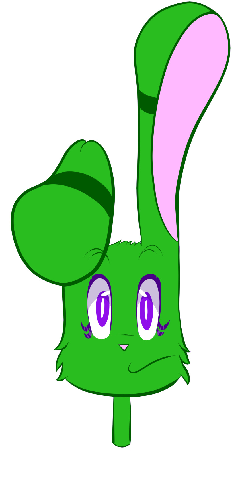 1:2 absurd_res anthro cheek_tuft digital_media_(artwork) domestic_cat eyelashes facial_tuft felid feline felis female floppy_ears fur gaytrac3r green_body green_fur headshot_portrait hi_res hybrid lagomorph leporid limes_(gaytrac3r) long_ears mammal pink_nose portrait purple_eyes rabbit simple_background solo tuft whiskers white_background