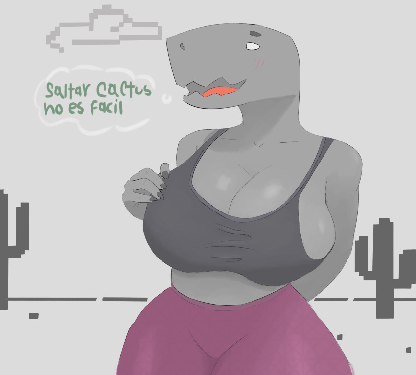 absurd_res big_breasts breasts dinosaur_(google_chrome) female furrotactico google google_chrome hi_res humanoid male mature_female solo thick_thighs