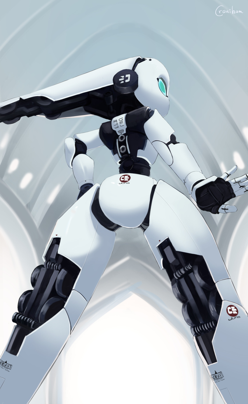 1girl absurdres android blue_eyes colored_skin cranihum disney drossel_von_flugel fireball_(series) highres humanoid_robot joints no_mouth robot robot_joints solo wheel white_skin