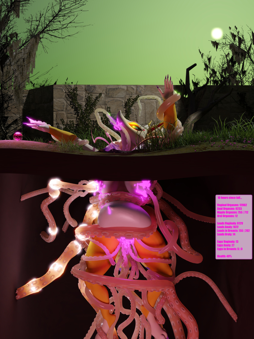 3:4 3d_(artwork) absurd_res anthro blender_(software) blender_cycles bodily_fluids breasts brick_wall colored_cum cum cum_from_belly cum_in_mouth cum_inflation cum_inside digital_media_(artwork) duo egg egg_in_nipples egg_insertion english_text fallen_tree female flower forced fur gameplay_mechanics genital_fluids glowing glowing_cum glowing_egg glowing_eyes green_sky hi_res hole_(pit) inflation kyubi_(yo-kai_watch) nipple_fetish nipple_penetration nipple_play nipples oblivious occamsrazorart orgasm_count orgasm_counter ovipositor penetration pink_cum plant purple_flower rape reaching_for_object ruins sensory_deprivation sex solo solo_focus stats sun tentacle_ovipositor tentacle_penetration tentacle_pit tentacle_rape tentacle_sex tentacle_trap tentacles tentacles_around_arms tentacles_around_body tentacles_around_legs tentacles_everywhere tentacles_in_ass tentacles_in_mouth tentacles_in_nipple tentacles_in_pussy tentacles_on_breasts tentacles_on_female text tree unawareacles underground unusual_bodily_fluids unusual_cum unusual_genital_fluids vines wall_(structure) warfare_machine yellow_body yellow_eyes yellow_fur yo-kai_watch