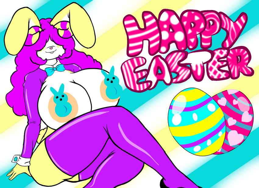 anthro bovid caprine clothing costume easter easter_bunny easter_egg erect_nipples female freckles hi_res holidays horn hybrid lagomorph leporid mammal monet nipples rabbit reverse_bunny_costume sheep solo tamboribora