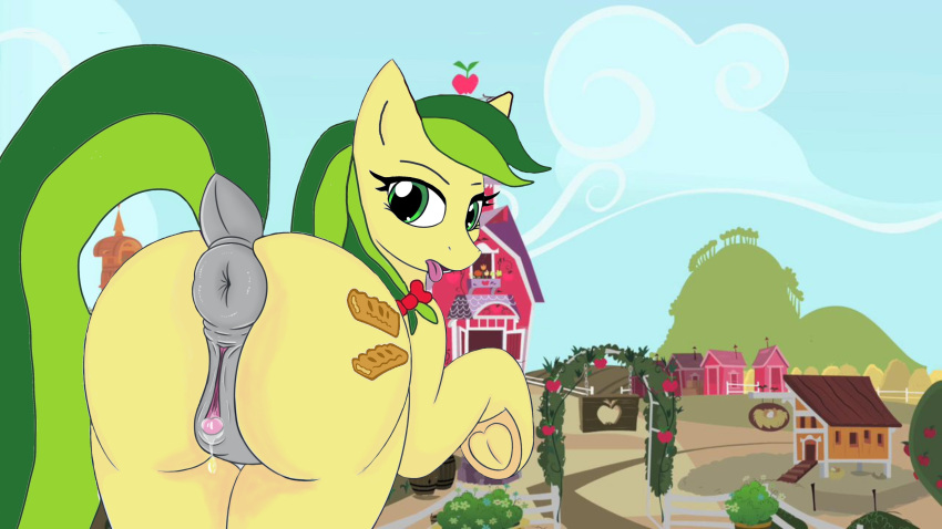 absurd_res animal_genitalia animal_pussy apple apple_fritter_(mlp) equine_genitalia equine_pussy food friendship_is_magic fritter_(mlp) fruit genitals hasbro hi_res my_little_pony plant pussy