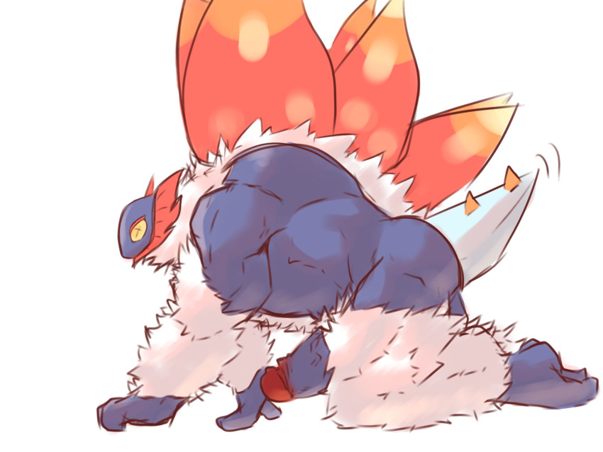 ancient_pokemon arthropod compound_eyes fur generation_9_pokemon genitals hi_res insect_wings male muscular nintendo paradox_pokemon penis pokemon pokemon_(species) pokemorph simple_background slither_wing solo toteto12 tuft white_background white_body white_fur wings