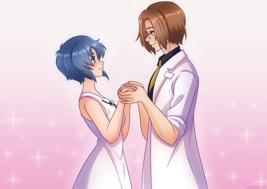 absurdres blue_eyes blue_hair brown_hair chie_rumiko commission couple furude_rika glasses highres higurashi_no_naku_koro_ni houjou_satoko irie_kyousuke maebara_keiichi non-web_source sonozaki_mion sonozaki_shion umineko_no_naku_koro_ni