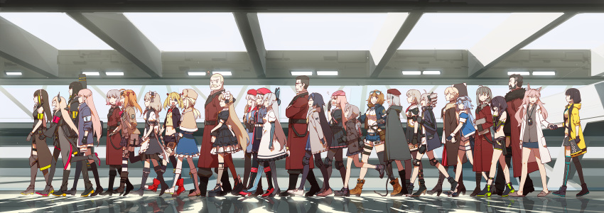 3boys 6+girls 9a-91_(girls'_frontline) absurdres ahoge amputee animal_ears anniversary anti-rain_(girls'_frontline) apron backpack bag beret berezovich_kryuger_(girls'_frontline) boots camera cape cat_ears chinese_commentary closed_eyes commentary_request drill_hair eyewear_on_head feodor_kamolovich_kamolov_(girls'_frontline) fingerless_gloves fur_hat g36_(girls'_frontline) gentiane_(girls'_frontline) girls'_frontline gloves goggles goggles_on_head griffin_&amp;_kryuger_military_uniform grizzly_mkv_(girls'_frontline) hat helianthus_(girls'_frontline) high_heels highres holding holding_bag holding_camera kalina_(girls'_frontline) kawasaki_(girls'_frontline) long_hair m16a1_(girls'_frontline) m200_(girls'_frontline) m4_sopmod_ii_(girls'_frontline) m4a1_(girls'_frontline) mac-10_(girls'_frontline) maid maid_apron maid_headdress miharu_(cgsky) military military_uniform monocle multiple_boys multiple_girls ntw-20_(girls'_frontline) ots-12_(girls'_frontline) ots-14_(girls'_frontline) pp-90_(girls'_frontline) ppk_(girls'_frontline) ppsh-41_(girls'_frontline) prosthesis prosthetic_leg ro635_(girls'_frontline) shi_jun_(girls'_frontline) shoes short_hair skorpion_(girls'_frontline) slippers sneakers spp-1_(girls'_frontline) st_ar-15_(girls'_frontline) sunglasses super_sass_(girls'_frontline) tactical_clothes tokarev_(girls'_frontline) uniform ushanka vector_(girls'_frontline) walking weapon_case yawning