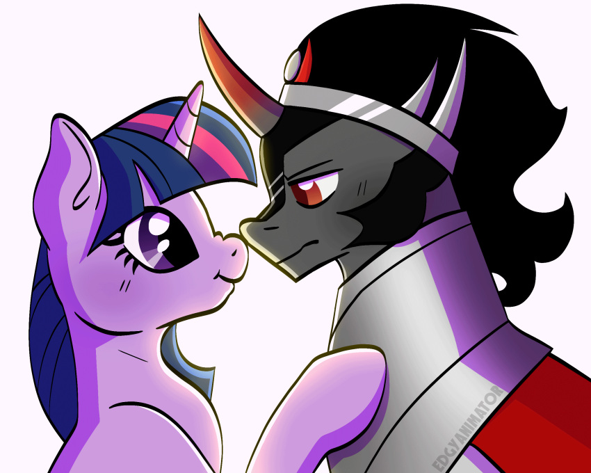 2d_animation animated bangs black_hair black_mane crown duo edgyanimator equid equine eyelashes female feral friendship_is_magic grey_body hair hasbro headgear hi_res horn king_sombra_(mlp) loop male mammal mane my_little_pony purple_body purple_eyes purple_hair purple_mane red_eyes red_horn simple_background twilight_sparkle_(mlp) unicorn white_background