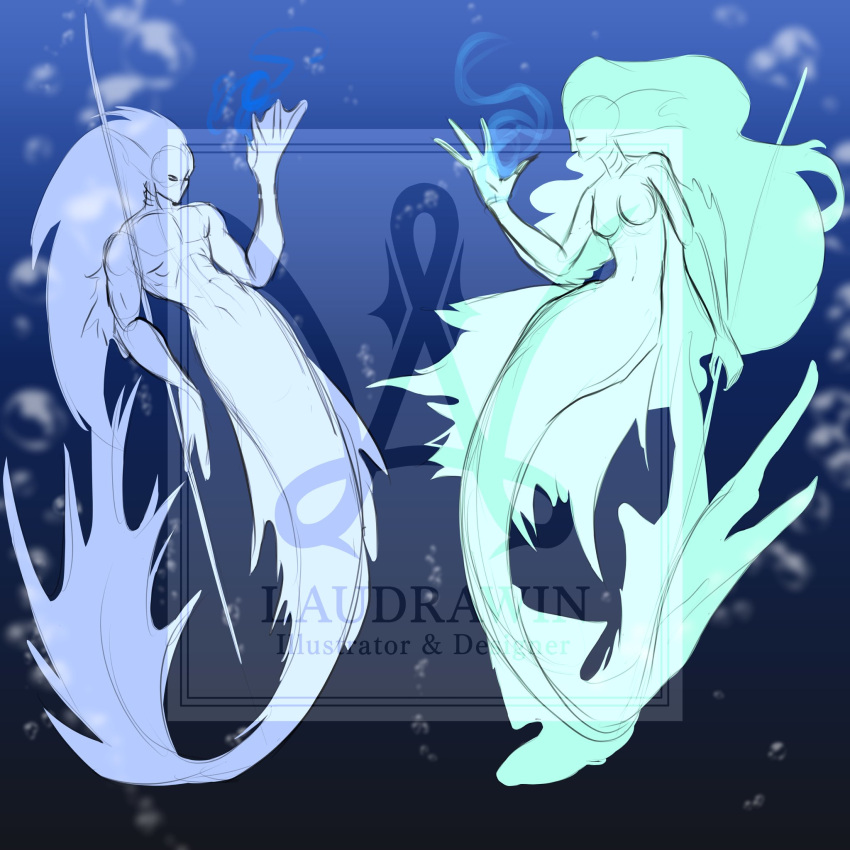 anthro artist duo female hi_res humanoid laudrawin male marine merfolk solo split_form triton ych ych_(character)