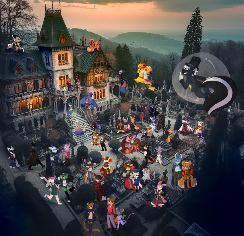 2023 absurd_res anthro arachnid arthropod black_body black_fur braixen canid canine canis capcom character_request clothing cosplay count_bleck delphox detailed_background diancie domestic_cat dragon eeveelution espeon felid feline felis fox freddy_krueger fur generation_1_pokemon generation_2_pokemon generation_3_pokemon generation_6_pokemon generation_7_pokemon generation_8_pokemon group halloween hat headgear headwear hi_res holidays kirlia kitsunekotaro krystal lagomorph legendary_pokemon leon_kennedy leporid lycanroc machine mammal mephitid mew_(pokemon) midday_lycanroc nachin_(jei_laule) nastasia nickit nightmare_on_elm_street nintendo pink_body pink_fur pokemon pokemon_(species) protogen purple_body rabbit red_body red_fur resident_evil sanura shiny_pokemon skarmory skunk spider star_fox straw_(cstrawrun) tail top_hat umbreon vaporeon wolf yellow_body yellow_fur zangoose