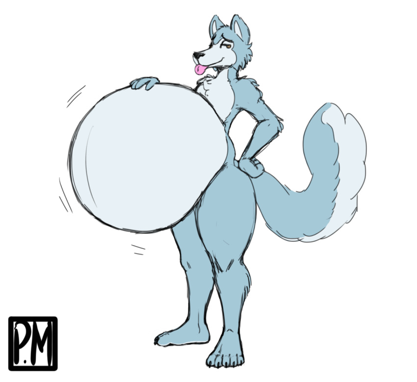 anthro belly big_belly bloated canid canine canis fernkarry fernkarrythewolf heartman98 inflation male mammal solo wolf