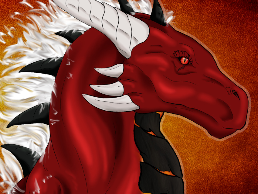 dolar dragon feral fire headshot_portrait hi_res horn icon male portrait red_body red_eyes solo