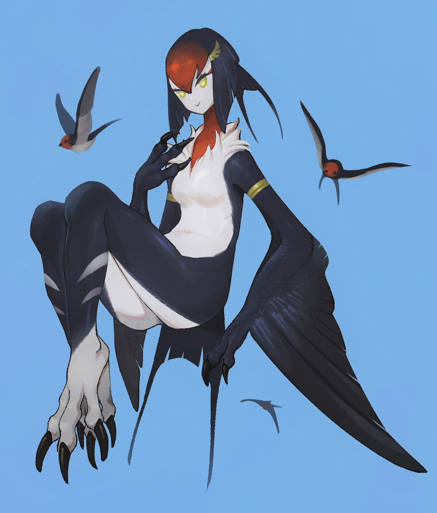 absurd_res ambiguous_gender animal_humanoid avian avian_humanoid bird bird_humanoid breasts featureless_breasts female feral group hi_res humanoid imo10yen nude oscine passerine robin_(bird) talons winged_arms wings