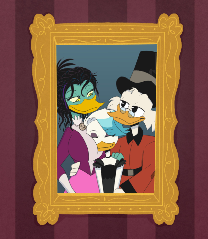 absurd_res anatid anseriform anthro aunt_(lore) aunt_and_niece_(lore) avian big_breasts bird black_hair blouse blue_hair bonding breasts clothing daughter_(lore) dime disney dress duck ducktales ducktales_(2017) eye_contact eyewear family_portrait feathers female female/female glasses green_body green_feathers group hair hat head_on_breasts headgear headwear hi_res huge_breasts lena_(ducktales) looking_at_another magica_de_spell male male/female mother_(lore) mother_and_child_(lore) mother_and_daughter_(lore) mr._blue_(artist) niece_(lore) non-mammal_breasts painting_(object) parent_(lore) parent_and_child_(lore) parent_and_daughter_(lore) picture_frame portrait scrooge_mcduck short_hair smile stepdaughter_(lore) stepfather_(lore) stepfather_and_stepchild_(lore) stepfather_and_stepdaughter_(lore) stepparent_(lore) stepparent_and_stepchild_(lore) stepparent_and_stepdaughter_(lore) suit teenager top_hat topwear trio white_body white_feathers wholesome young