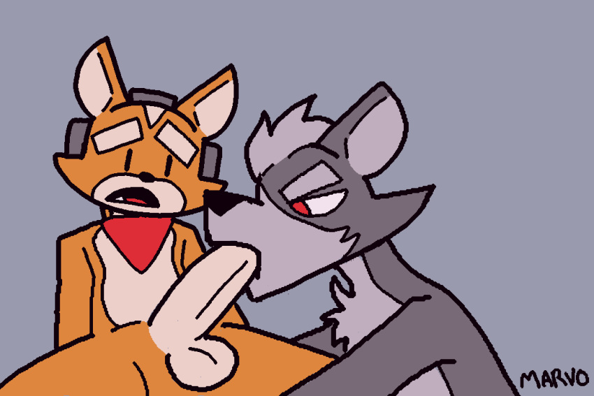 2d_animation animated anthro balls bandanna big_penis canid canine canis chest_tuft clothed clothing duo eyebrows fellatio fox fox_mccloud fur genitals grey_body grey_fur kerchief male male/male mammal marvofun nintendo nude open_mouth oral orange_body orange_fur partially_clothed penile penis sex simple_background size_difference spread_legs spreading star_fox thick_eyebrows tuft wolf wolf_o'donnell