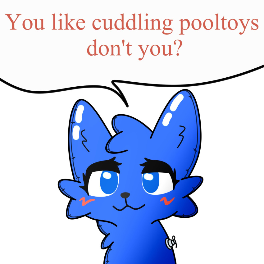 1:1 2023 ambiguous_gender animate_inanimate anthro blue_body blue_eyes blush boy_kisser_(meme) dialogue digital_media_(artwork) domestic_cat dragonov96 english_text eyelashes felid feline felis hi_res inflatable living_inflatable looking_at_viewer mammal meme nozzle pool_toy question silly_cat_(mauzymice) simple_background smile solo talking_to_viewer text white_background