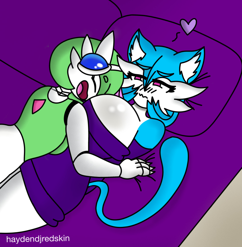 absurd_res anthro cute_expression domestic_cat duo felid feline felis female female/female gardevoir gardiehayden generation_3_pokemon haydendjredskin hi_res humanoid kamina_(kordcross) kordcross mammal nintendo pokemon pokemon_(species)