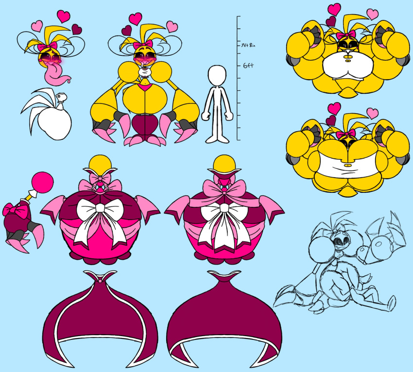&lt;3 &lt;3_eyes 2022 animatronic anthro armwear avian ball_gown big_breasts big_butt big_hands big_muscles big_tongue bird black_sclera blush bodily_fluids bottomwear bow_(feature) bow_accessory bow_ribbon breast_expansion breast_growth breasts butt buttface_(artist) cape chart chicken claws cleavage clothed clothing comparing digital_media_(artwork) dress drooling duo elbow_gloves expansion eyebrows eyelashes faceless_character faceless_male fancy_clothing fangs feathers female five_nights_at_freddy's five_nights_at_freddy's_2 flexing galliform gallus_(genus) gloves gown growth hands_on_legs hands_on_thighs handwear head_between_thighs heart-shaped_pupils height_chart hi_res huge_breasts huge_muscles human human_on_anthro human_on_robot hyper hyper_breasts hyper_eyelashes hyper_muscles hyper_tongue interspecies larger_female long_tongue looking_at_another looking_at_partner love loving_gaze machine male male/female mammal muscle_growth muscular open_mouth panties phasianid pink_claws pink_clothing pink_dress pink_eyes pink_panties pink_underwear ribbons robot saliva scottgames shirt simple_background size_chart size_difference skirt small_waist smaller_male smile tank_top teeth thick_thighs tongue tongue_out topwear toy_chica_(fnaf) underwear vein veiny_muscles yellow_body