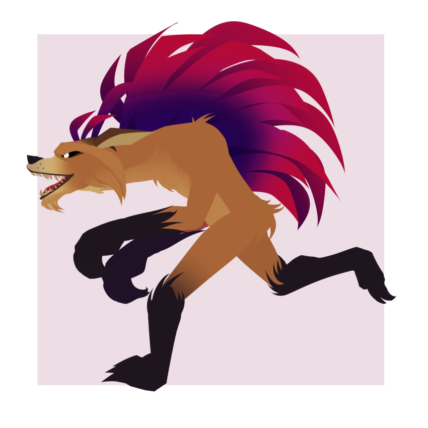 1:1 2020 activision ambiguous_gender anthro biped black_sclera border brown_body brown_fur crash_bandicoot_(series) deebyfeeby fangs full-length_portrait fur hi_res open_mouth pink_background portrait running side_view simple_background snipe solo teeth titan_(crash_bandicoot) white_border white_eyes