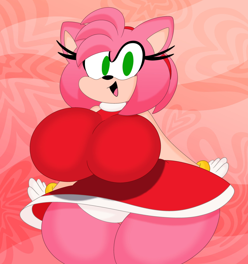 &lt;3 2023 3barts absurd_res accessory amy_rose anthro big_breasts black_nose bracelet breasts clothed clothing curvy_figure digital_drawing_(artwork) digital_media_(artwork) dress eulipotyphlan eyelashes female fur gloves green_eyes hair handwear headband hedgehog hi_res hourglass_figure huge_breasts jewelry looking_at_viewer mammal multicolored_body multicolored_fur open_mouth panties pink_body pink_fur pink_hair red_clothing red_dress sega short_hair simple_background smile solo sonic_the_hedgehog_(series) tan_body tan_fur thick_thighs tongue two_tone_body two_tone_fur underwear white_clothing white_gloves white_handwear white_panties white_underwear