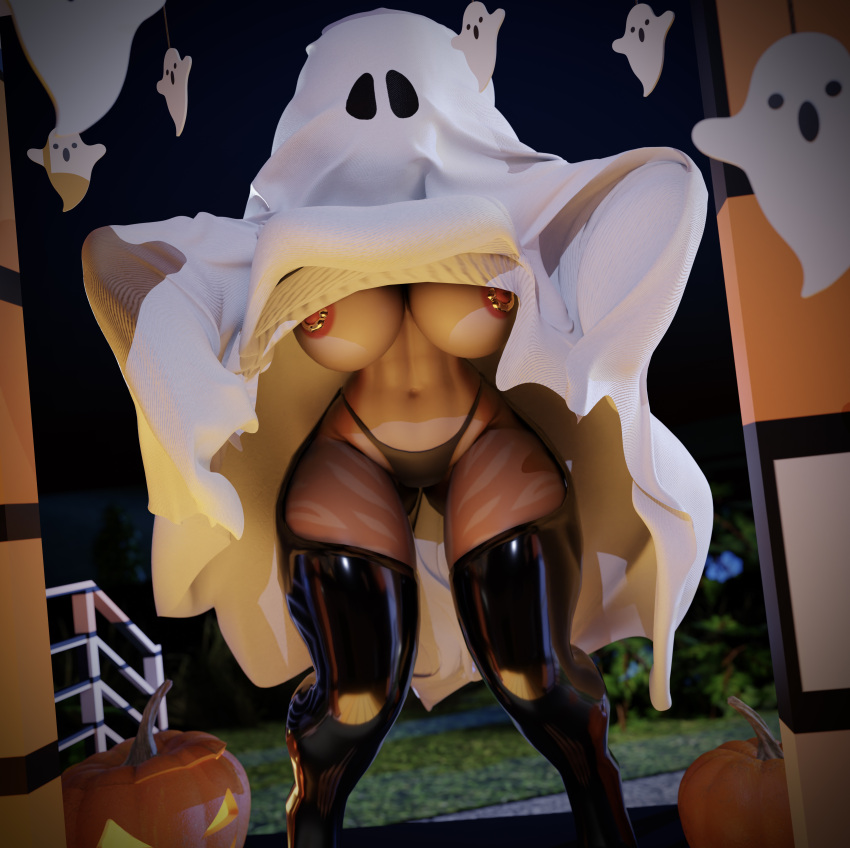 3d_(artwork) absurd_res bikini_thong clothing cosplay costume digital_media_(artwork) erect_nipples fangs felid female flashing flashing_breasts ghost gloves halloween halloween_costume halloween_theme handwear hi_res holidays latex latex_clothing latex_gloves mammal nipple_outline nipple_piercing nipples pasties piercing rubber rubber_clothing rubber_suit saber-toothed_tiger sabertooth_(anatomy) spirit ssjtim surprise surprised_expression swimwear teeth thong toofer trick_or_treat underwear