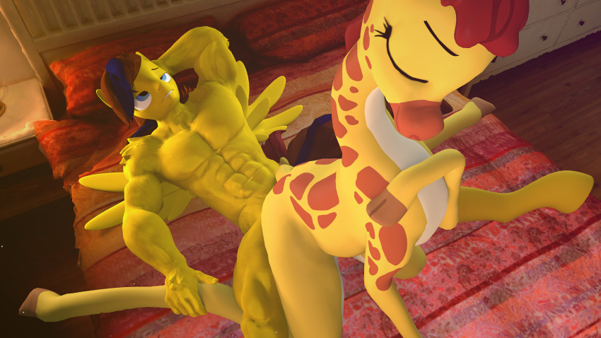 16:9 3d_(artwork) 4k abs absurd_res ahegao anthro bed bedroom big_butt butt clementine_(mlp) cowgirl_position digital_media_(artwork) dominant duo enjoying equid equine eyes_closed eyes_rolled_up female feral friendship_is_magic from_front_position furniture gina_(mlp) giraffe giraffid hand_above_head hand_on_leg hasbro hi_res hooves horse interspecies interspecies_breeding interspecies_domination interspecies_relationship lemon_box looking_pleasured male male/female mammal muscular muscular_anthro muscular_male my_little_pony olkategrin on_bed on_bottom on_top orgasm pegasus penetration pony sex smile source_filmmaker spread_legs spread_wings spreading thick_thighs vaginal vaginal_penetration widescreen wings