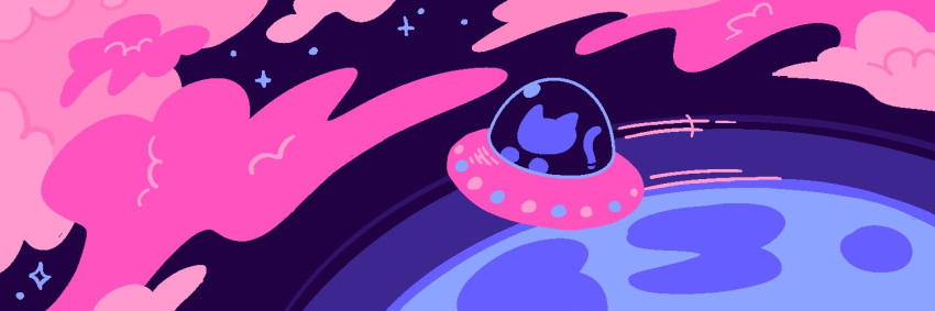 2023 ambiguous_gender digital_media_(artwork) domestic_cat felid feline felis feral inside_vehicle lgbt_pride lottory mammal omnisexual_pride_colors planet pride_color_palette pride_colors restricted_palette solo space spacecraft star ufo vehicle