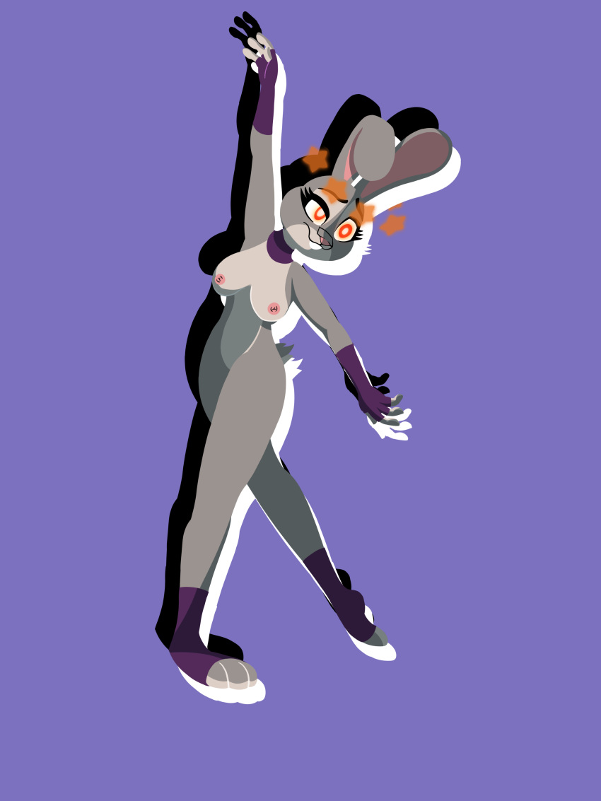 &lt;kil'a&gt; absurd_res anthro dancing disney female glowing glowing_eyes glowing_star grey_body hi_res hypnosis judy_hopps kil'a lagomorph leporid mammal mind_control mirror mirror_reflection nipples nude rabbit reflection scut_tail short_tail solo star tail zootopia