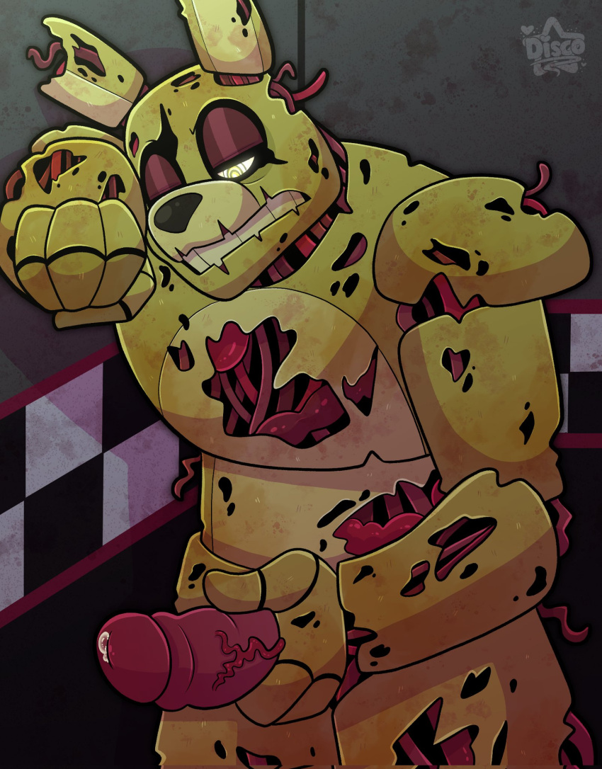 animatronic ditzy_disco five_nights_at_freddy's five_nights_at_freddy's_3 genitals gore grunting hi_res machine male masturbation penis robot scottgames solo springtrap_(fnaf)