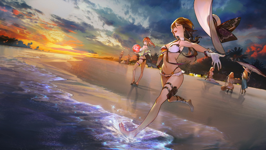 6+girls absurdres ass ball barefoot beach beach_umbrella between_breasts bikini black_necktie blonde_hair breasts brown_hair check_commentary closed_eyes cloud cloudy_sky commentary_request detached_collar eyewear_on_head feet flag_print food fruit g28_(girls'_frontline) g36_(50_days_with_g36)_(girls'_frontline) g36_(girls'_frontline) german_flag_bikini german_flag_print girls'_frontline gloves hat hat_removed headwear_removed high_heels highres holding holding_ball kneeling large_breasts legs long_hair looking_at_another looking_to_the_side multiple_girls navel necktie necktie_between_breasts official_alternate_costume official_art oop open_mouth orange_hair outdoors outstretched_arms p38_(apprentice_witch)_(girls'_frontline) p38_(girls'_frontline) r93_(girls'_frontline) r93_(holiday_lucky_star)_(girls'_frontline) running sand sand_castle sand_sculpture sandals seiza sitting sky spas-12_(girls'_frontline) springfield_(girls'_frontline) springfield_(stirring_mermaid)_(girls'_frontline) sun_hat sunset swimsuit teeth thigh_pouch thigh_strap thighhighs toes tree type_95_(girls'_frontline) umbrella upper_teeth_only very_long_hair volleyball watermelon white_gloves white_headwear wide_shot