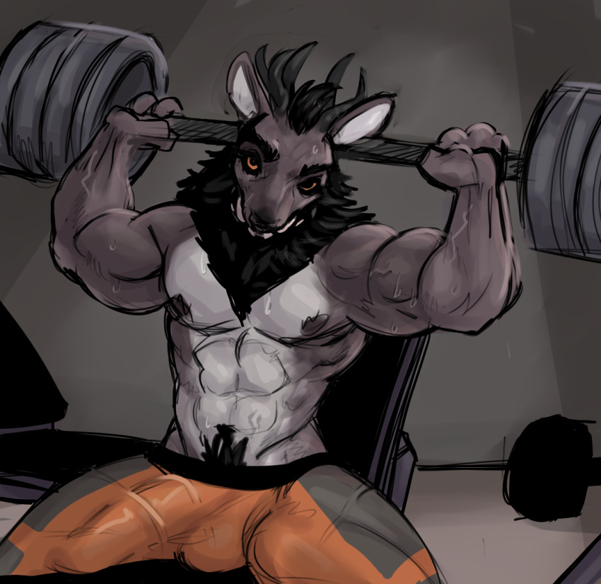 anthro christmas exercise gym gym_clothing holidays horn krampus lostwisdom male muscular solo weightlifting workout